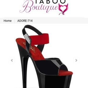 Pleaser Black and Red Platform Sandals